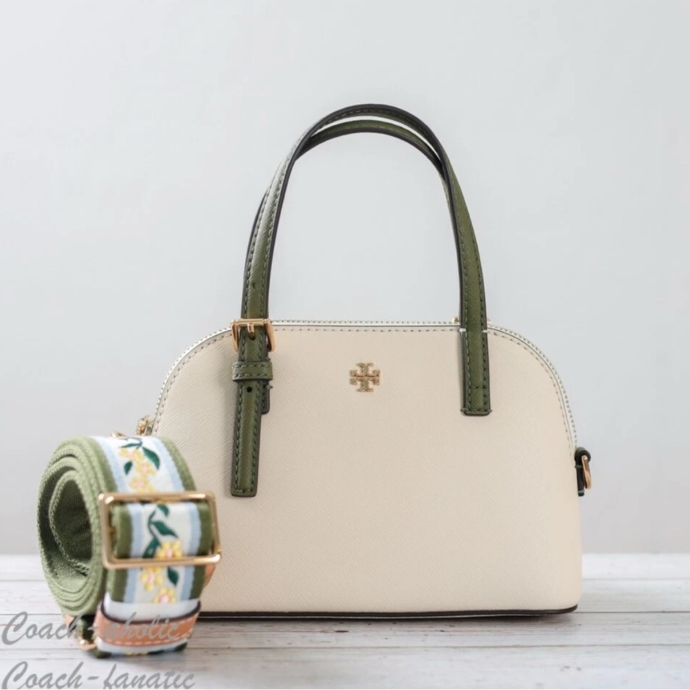 NWT Tory Burch 157887 Emerson Color-Block Dome Satchel Leather Crossbody